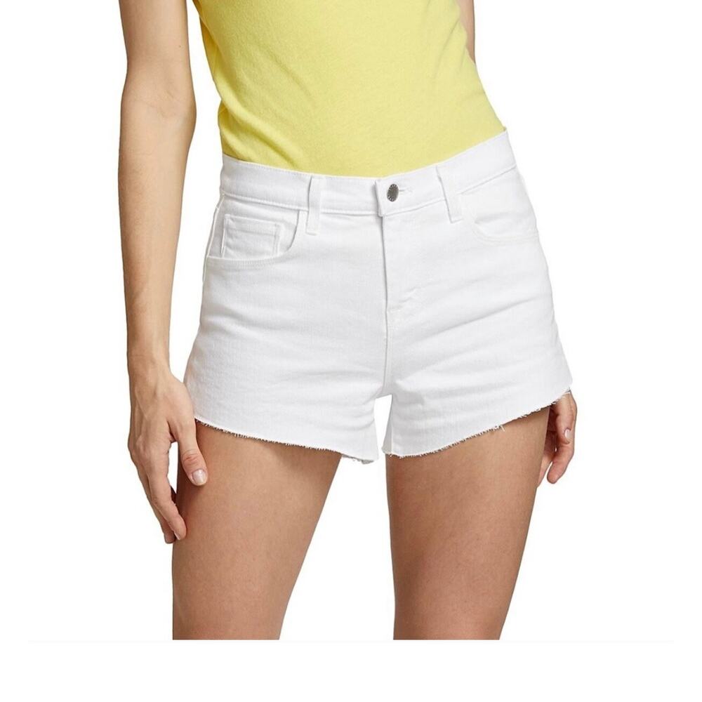 NWT L'AGENCE Ryland White High Rise Frayed Hem Denim Shorts Women's 2 - Picture 11 of 13